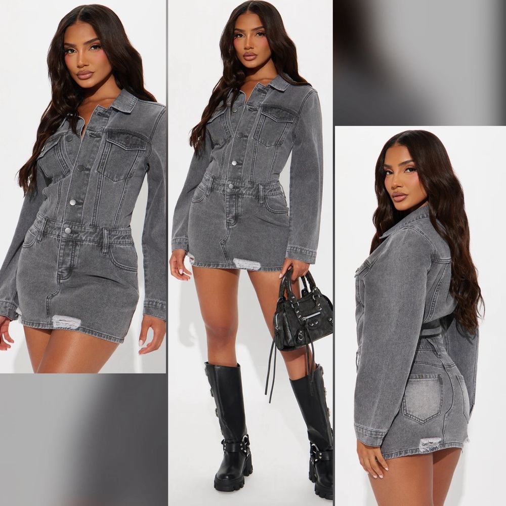 Black Wash Denim Mini Dress